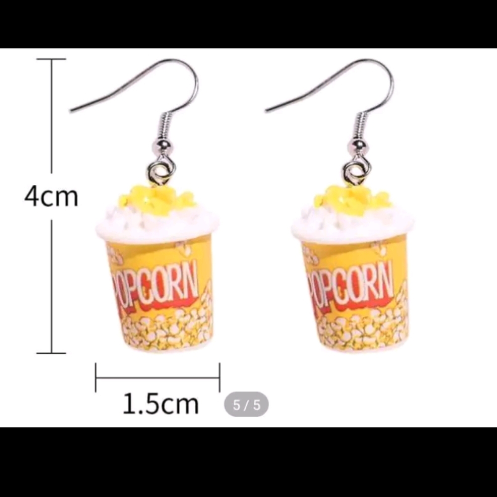 1pair Fashionable & Cute & Creative Popcorn Bucket Shaped Drop Earrings, Suitabl - Picture 5 of 5